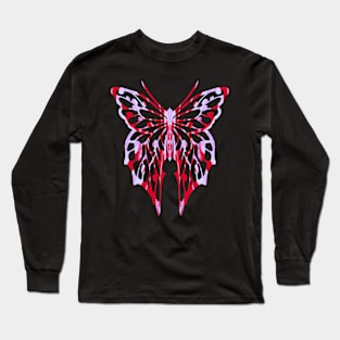 Fantasy Butterfly Pink and Red Silhouette Long Sleeve T-Shirt